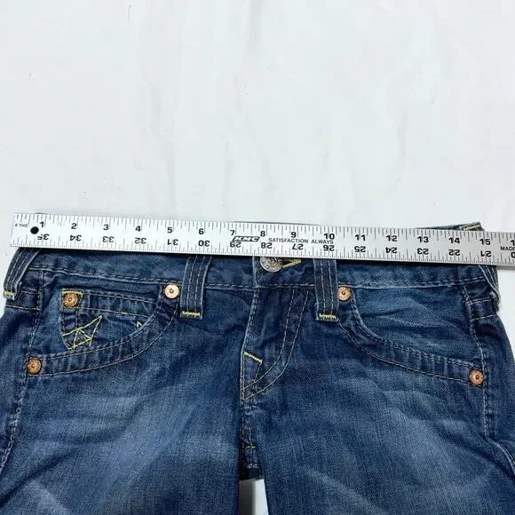 True Religion Candice Flared Jeans Women 26W x 28L Blue Light Washed Distressed - Picture 6 of 13